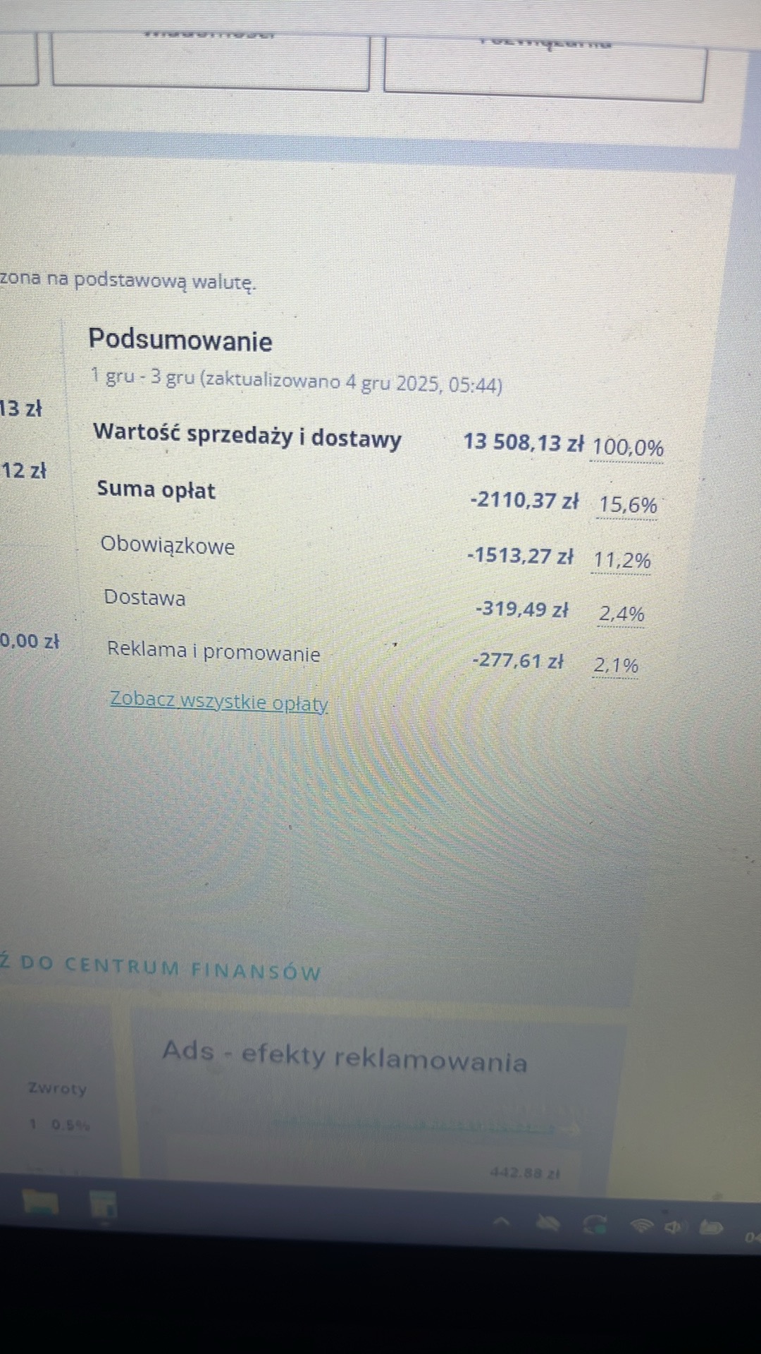 Podsumowanie opłat
